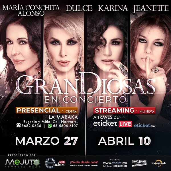 Show GranDiosas en vivo ‘Salón La Maraka’ 27 de marzo; vía streaming por ‘Eticket’ el10 de abril